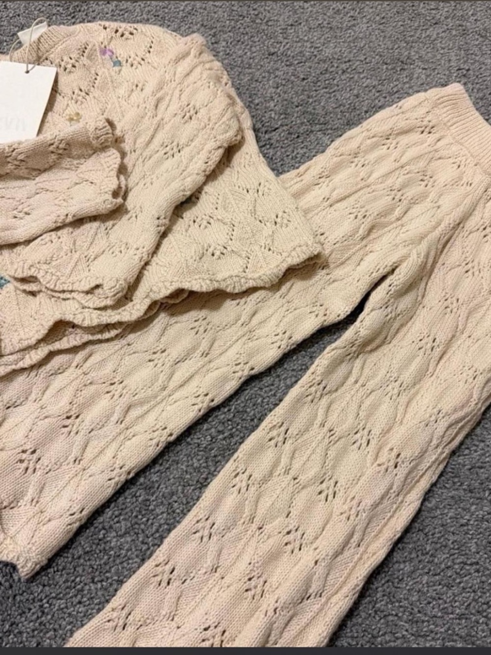 Zara Cream Cable-Knit Lounge Set